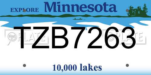 TZB7263 Minnesota License Plate