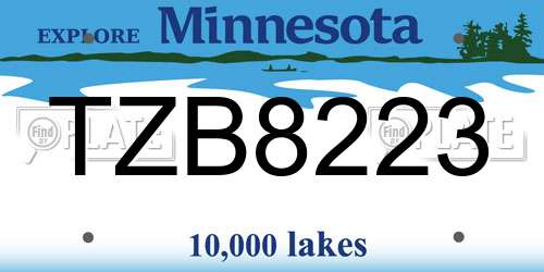 TZB8223 Minnesota License Plate