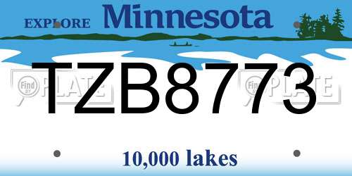 TZB8773 Minnesota License Plate