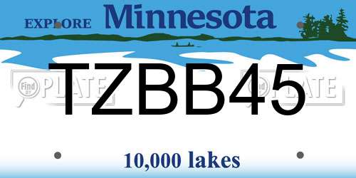 TZBB45 Minnesota License Plate