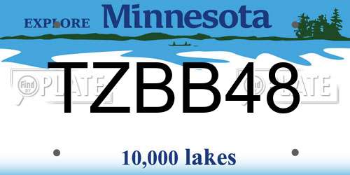 TZBB48 Minnesota License Plate