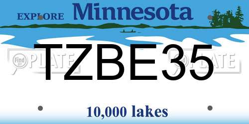 TZBE35 Minnesota License Plate