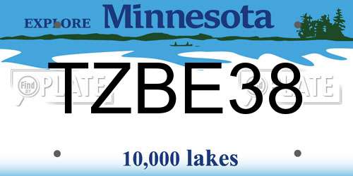 TZBE38 Minnesota License Plate