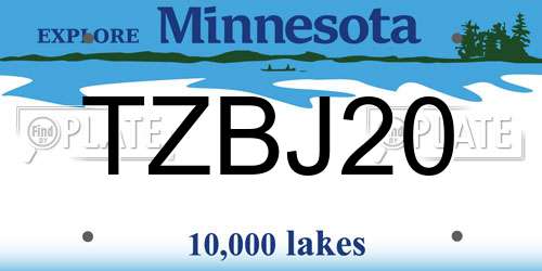 TZBJ20 Minnesota License Plate