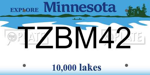 TZBM42 Minnesota License Plate