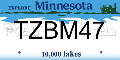 TZBM47 Minnesota License Plate