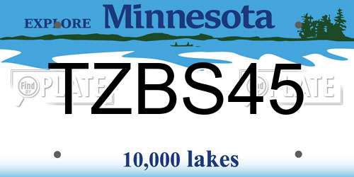 TZBS45 Minnesota License Plate