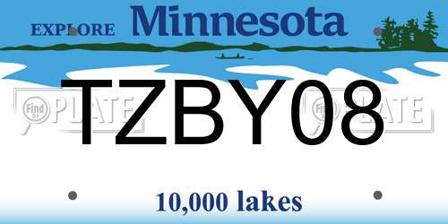 TZBY08 Minnesota License Plate