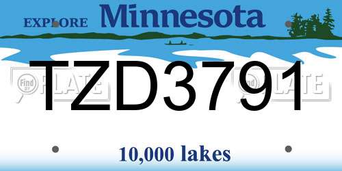 TZD3791 Minnesota License Plate