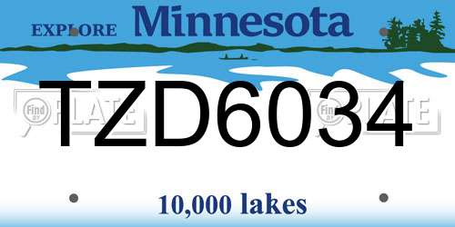 TZD6034 Minnesota License Plate