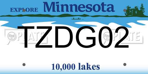TZDG02 Minnesota License Plate