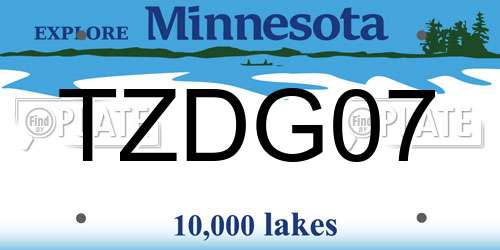 TZDG07 Minnesota License Plate