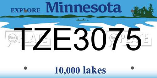 TZE3075 Minnesota License Plate