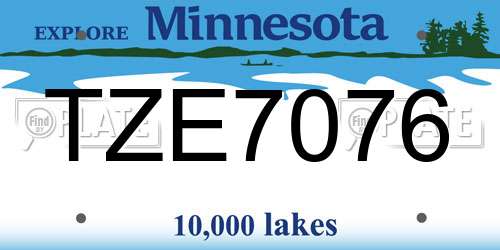 TZE7076 Minnesota License Plate