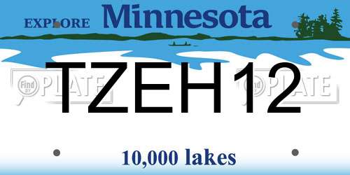 TZEH12 Minnesota License Plate