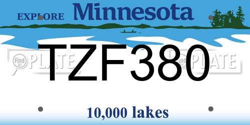 TZF380 Minnesota License Plate