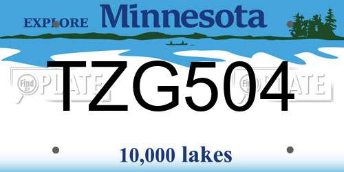 TZG504 Minnesota License Plate