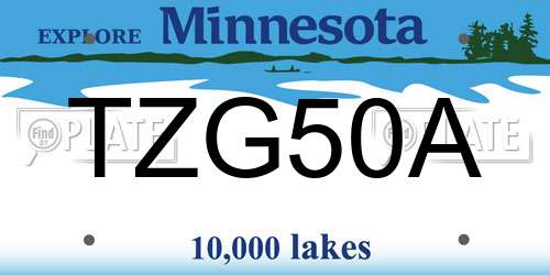 TZG50A Minnesota License Plate