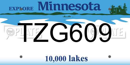 TZG609 Minnesota License Plate