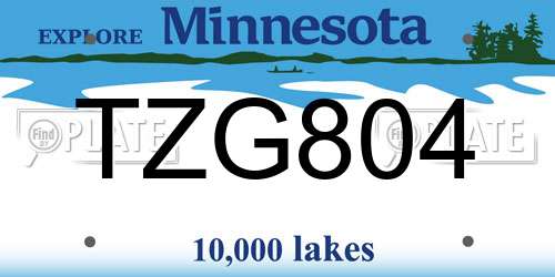 TZG804 Minnesota License Plate