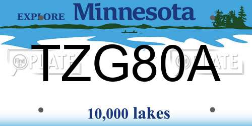TZG80A Minnesota License Plate