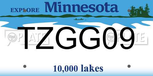 TZGG09 Minnesota License Plate