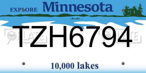 TZH6794 Minnesota License Plate