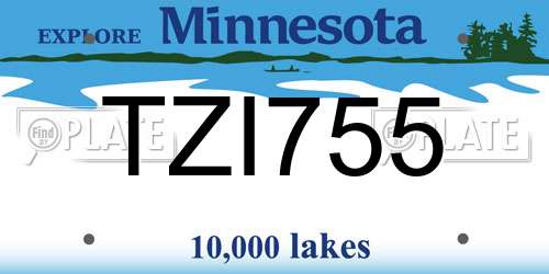 TZI755 Minnesota License Plate