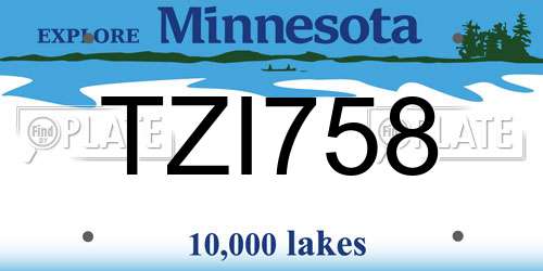 TZI758 Minnesota License Plate