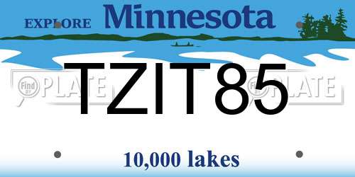 TZIT85 Minnesota License Plate