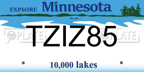 TZIZ85 Minnesota License Plate