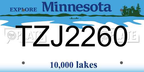 TZJ2260 Minnesota License Plate