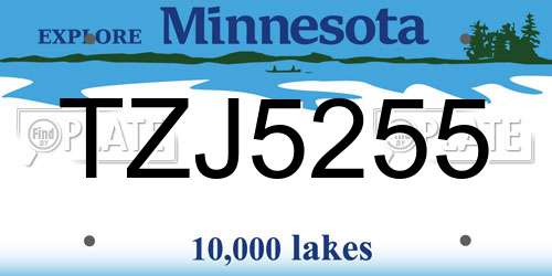 TZJ5255 Minnesota License Plate