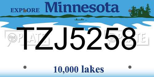 TZJ5258 Minnesota License Plate