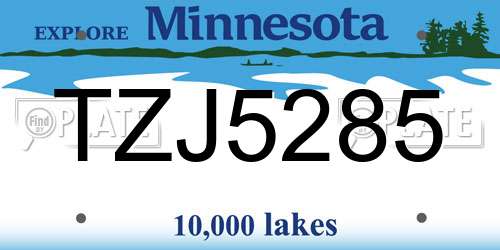 TZJ5285 Minnesota License Plate