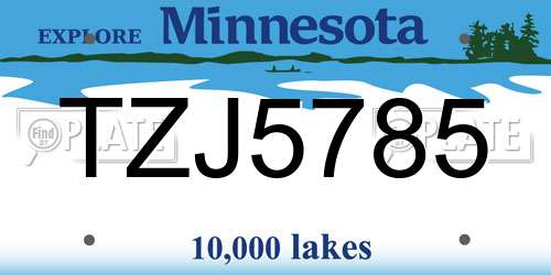TZJ5785 Minnesota License Plate