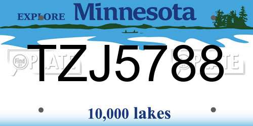 TZJ5788 Minnesota License Plate