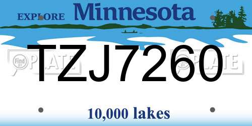 TZJ7260 Minnesota License Plate
