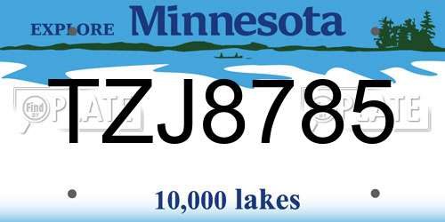 TZJ8785 Minnesota License Plate
