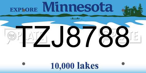 TZJ8788 Minnesota License Plate