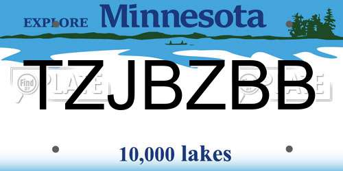 TZJBZBB Minnesota License Plate