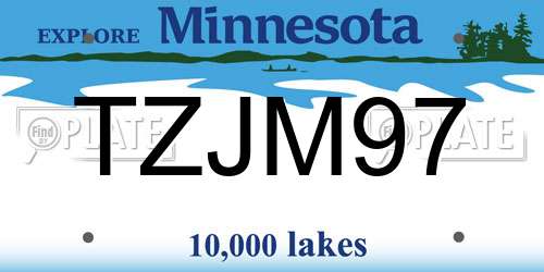 TZJM97 Minnesota License Plate