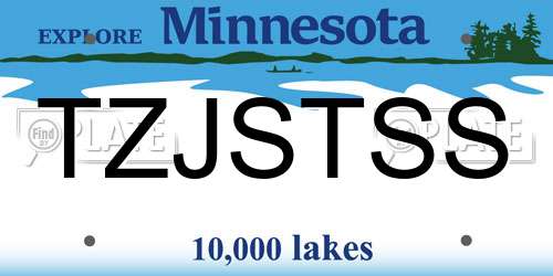 TZJSTSS Minnesota License Plate