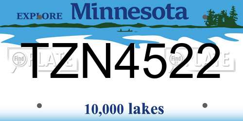 TZN4522 Minnesota License Plate