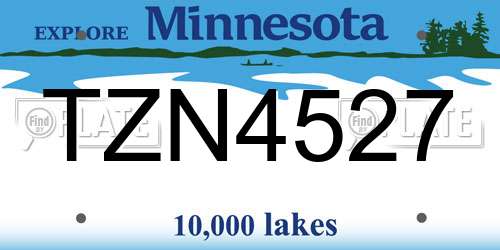 TZN4527 Minnesota License Plate