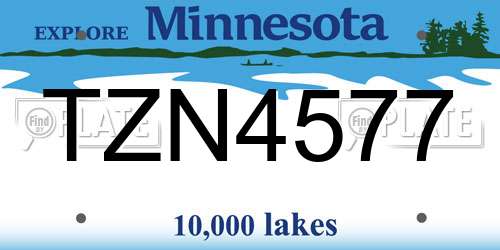 TZN4577 Minnesota License Plate