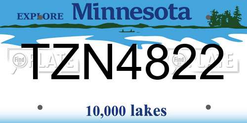 TZN4822 Minnesota License Plate