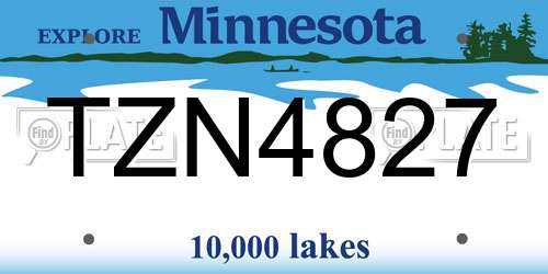 TZN4827 Minnesota License Plate