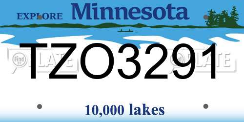 TZO3291 Minnesota License Plate