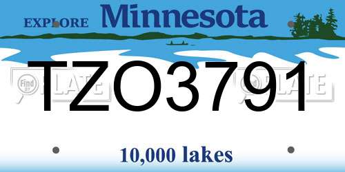 TZO3791 Minnesota License Plate